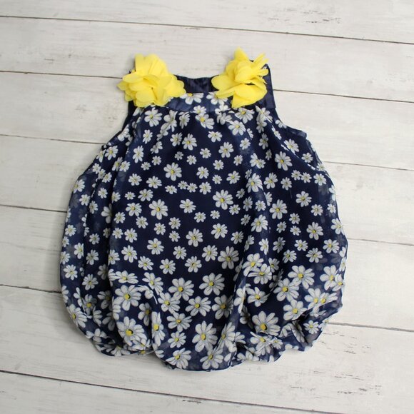 Blueberi Boulevard Baby Girl's Summer Bubble Romper Size 6-9 Months Daisy - Picture 3 of 6